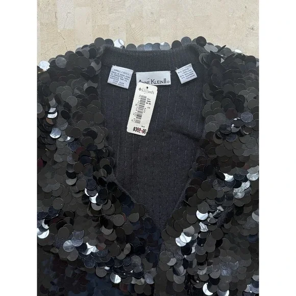 Vintage Anne Klein II Vintage Sequin Cocktail Dress Shrug Set Size SP NWT $700 - Picture 5 of 13